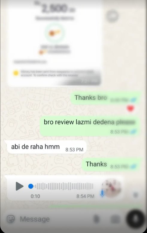 WhatsApp client message for Quarred